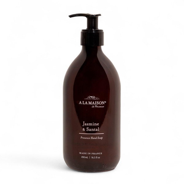A LA MAISON French Liquid Hand Soap – Jasmine & Santal – Natural, Refillable Hand Wash in Amber Glass Bottle – Made in France, Plant-Based & Biodegradable – 16.5 fl oz