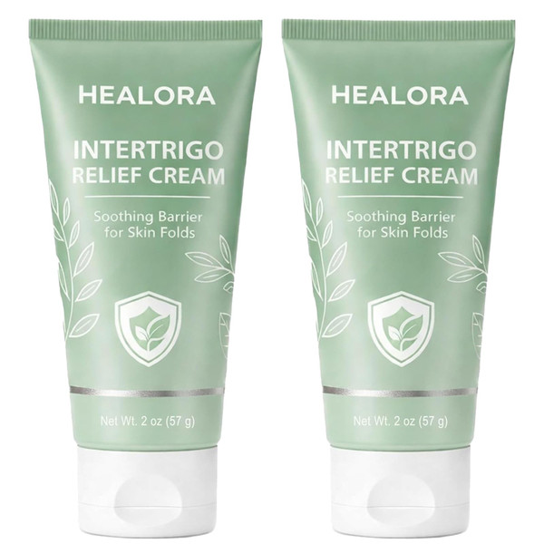 Hlonns Healora Intertrigo Cream, Skin Fold Care & Chafing Support Cream, With Zinc Oxide Undecylenic Acid, Witch Hazel Extract, Tea Tree Oil, Supports Skin Comfort, for Friction-Prone Areas, 2 oz (2)