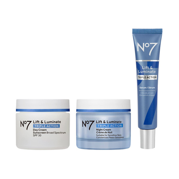 No7 Lift & Luminate Triple Action Skincare Set, 3-Piece Kit