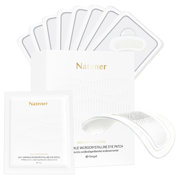 Natener 8 pairs PDRN Micro Eye Patches, Under Eye Patches for Puffy eyes, Dark Circles & Wrinkle | Hyaluronic Acid, Kojic Acid, Collagen, Peptides, Vitamin C, Niacinamide - Korean Popular Eye Care