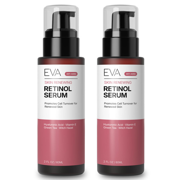 Eva Naturals Retinol Serum, Hyaluronic Acid & Fine Lines, 2 oz, 2-Pack
