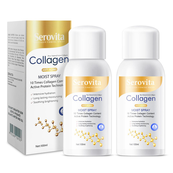 Serovita Firming Collagen Spray, Hydrating Anti-Aging Moisturizer Mist for Face & Body, Fast-Absorbing Non-Greasy, 100ml (Serovita-(2PCS))