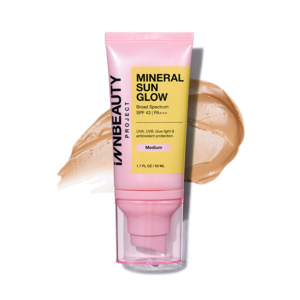 INNBEAUTY Project Mineral Sun Glow SPF 43 PA+++, Medium, 1.7 oz (50 ml)