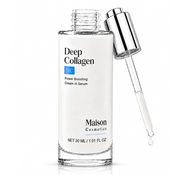 Maison Cosmetics Deep Collagen, Volufiline Korean Collagen Serum for Mature Skin, Volume & Firming Skin, with Hydrolyzed Collagen, Hyaluronic Acid, Fast-absorbing, Non-greasy, 1 fl oz / 30 mL