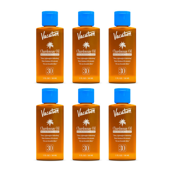 Vacation Mini Chardonnay Oil SPF 30 Sunscreen Oil, 1 Fluid Ounce, Pack of 6