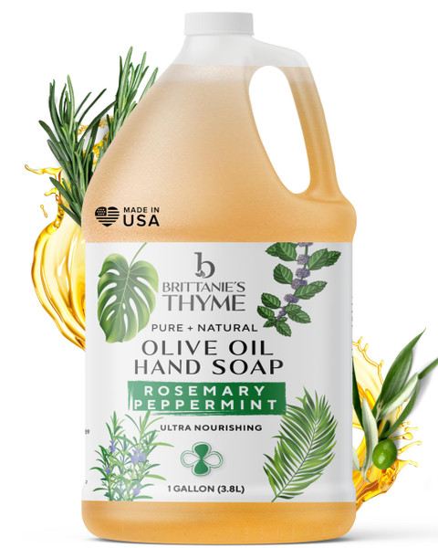 Brittanie's Pure Castile Liquid Soap Refill, Rosemary Peppermint, 1 Gallon
