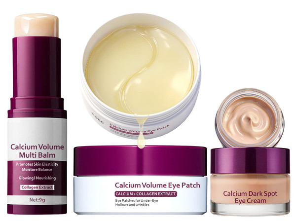 Calcium Volume Multi Balm Stick + Eye patch 60ea + Calcium Eye Cream, Collagen Boosting, Wrinkle Smoothing, Firming & Eye Hollow Plumping Eye Treatment,Hydrating, Anti-Aging & Travel Friendly - 1 Pack