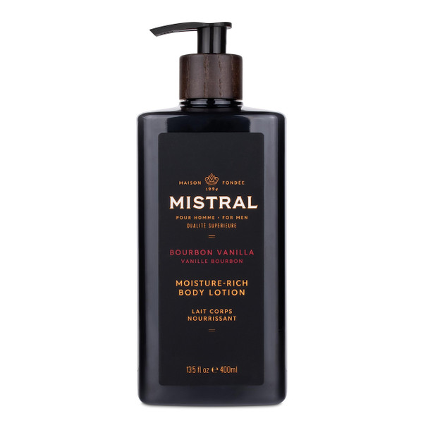 Mistral Bourbon Vanilla Body Lotion for Men, Men's Lotion, 13.5 fl oz