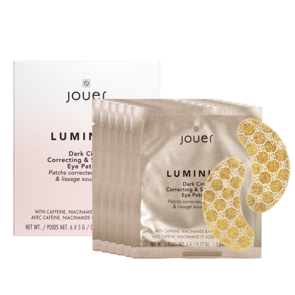 Jouer Luminize Dark Circle Correcting & Smoothing Eye Patches, Caffeine Eye Patch for Dark Circles and Puffiness, Under Eye Mask Patch for Wrinkles | $36 Value