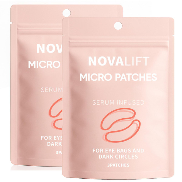 NOVALIFT Micro Eye Patches, Serum-Infused Under Eye for Puffy Eyes and Dark Circles (6 Count (Pack of 2))