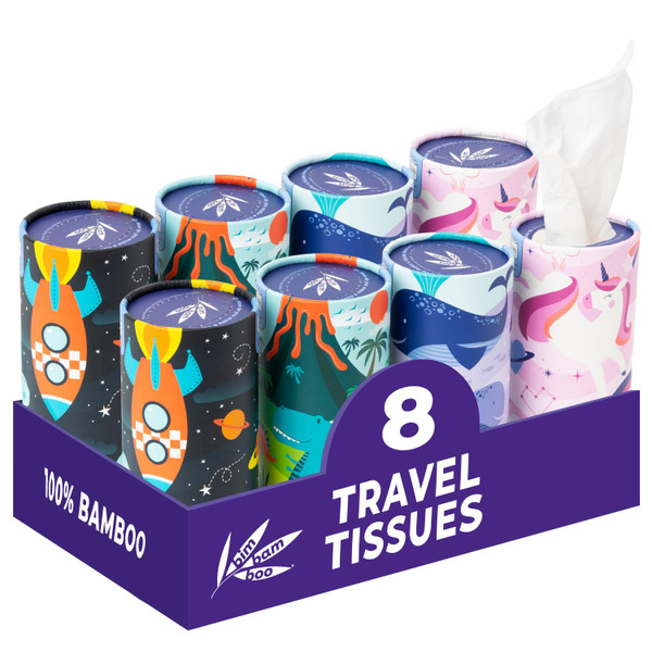 Bim Bam Boo Bamboo Tissue Tubes for Car, 3-Ply, 320 Tissues (8 Canisters)