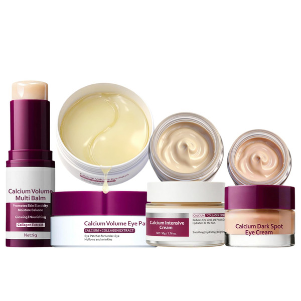 Calcium Cream Duo with Calcium Volume Multi Balm Stick and Eye Patches,with Collagen,Softens Wrinkles Care,Nourishes and Hydrates for Daily Facial Care Travel Friendly Skincare Routine Set - 1 Pack