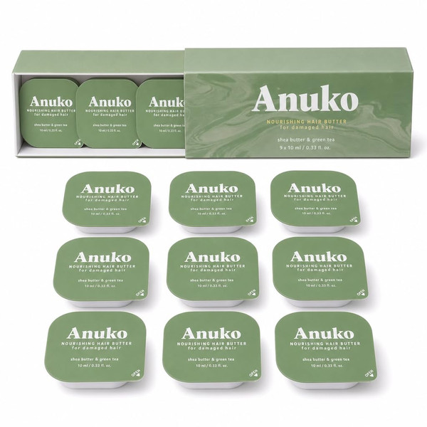 Anuko Hair Butter Travel Kit, Korean Hair Mask, 9 Pods, 3.04 fl oz