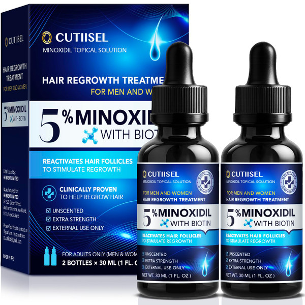 Minoxidil for Men and Women Extra Strength: Minoxidil 5% Topical Solution for Hair Regrowth Treatment for Hair Loss & Thinning Hair - Liquid Formula with Dropper Applicator