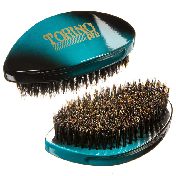 Torino Pro Curve #156 - Medium 100% Boar Bristle Curved Palm Brush for Laying 360 Waves - Use With Wave Cap or Durag - Luxury Brush for Men