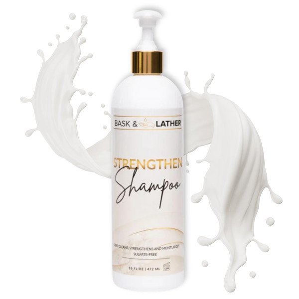 BASK & LATHER Strengthen Shampoo for Curly Coily Textured Hair (XL 16 oz)