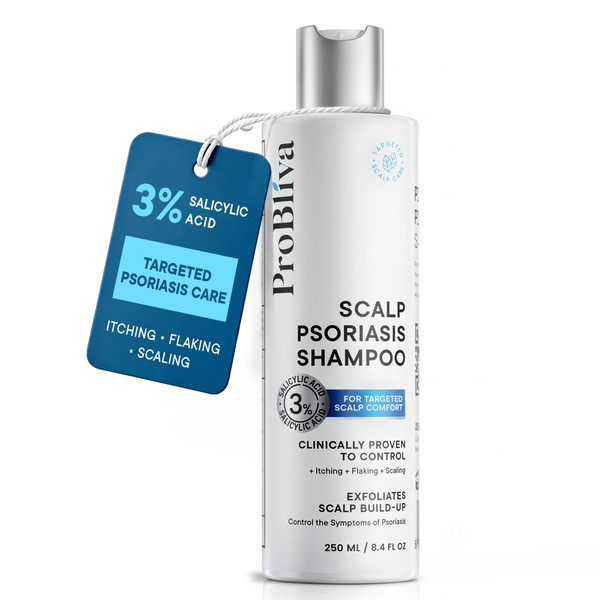 ProBliva Psoriasis Shampoo: Scalp Shampoo for Psoriasis, Seborrheic Dermatitis & Dandruff with 3% Salicylic Acid - Helps Relieve Itching, Flaking, Scaling & Buildup - Scalp Treatment, 8.4 fl.oz