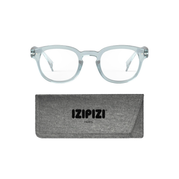 IZIPIZI READING #C Eye Glasses, Frozen Blue - Designed in Paris - Stylish Readers for Men & Women with Anti-Scratch Treatment - Corrective Eyeglasses, +3.0 Magnification (+1 to +3 Diopters)