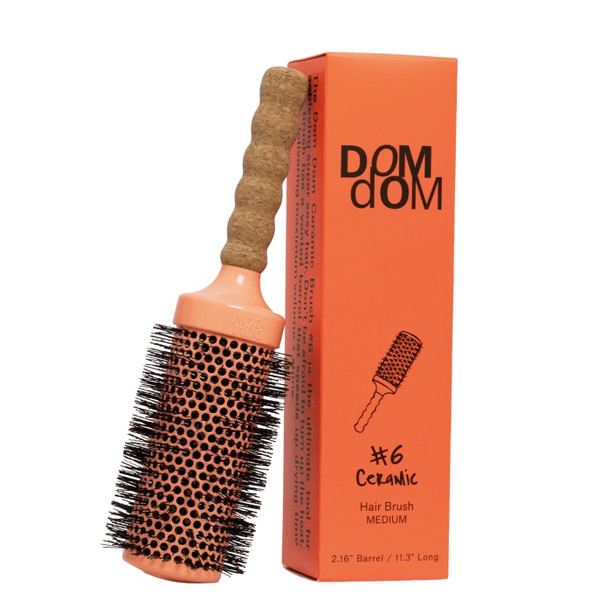 Dom Dom Ceramic Round Hair Brush, Vented Blowout Brush, Medium 2.16" Barrel