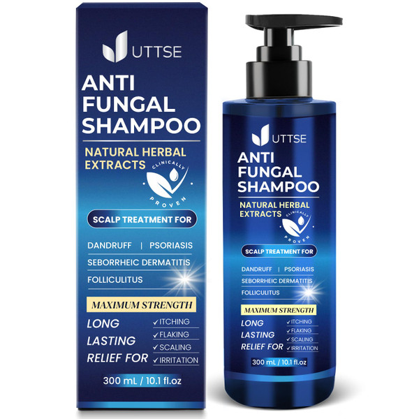 Uttse Anti-Fungal Shampoo for Scalp Psoriasis: Dandruff Shampoo for Folliculitis and Seborrheic Dermatitis - Relieves Itchy & Dry Scalp - 300 mL / 10.1 fl.oz