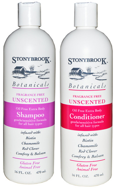Stonybrook Botanicals Fragrance Free Unscented Shampoo and Conditioner Set