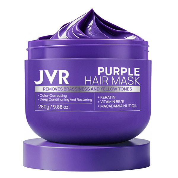 JVR Purple Hair Mask Toner for Blonde, Bleached, Silver & Gray Hair 9.88 oz