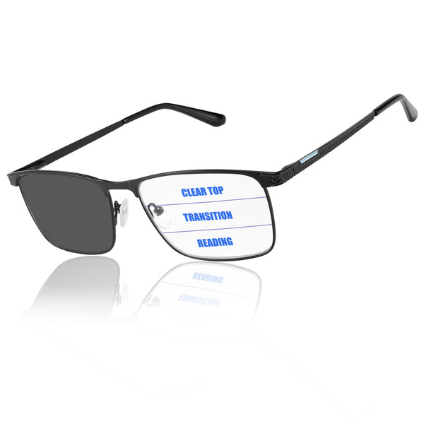 GHDBFMB Photochromic Progressive Reading Glasses for Men | Blue Light Blocking Multifocal Readers for Computer & Reading