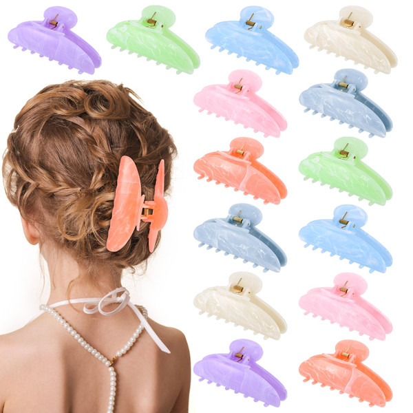 Booson 14 Pack Acrylic Hair Claw Clips Bulk,Large Non-Slip