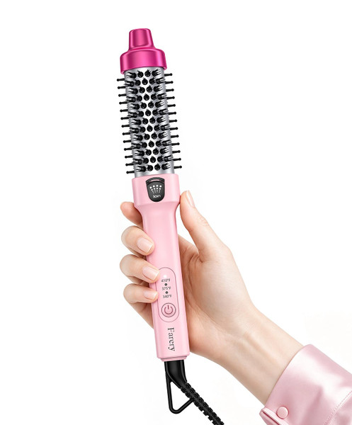 Farery Thermal Brush for Short Hair, 1.2 Inch Small Curling Brush, Pink