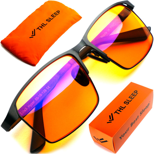 Orange Blue Light Blocking Glasses for Better Sleep - Premium Carbon Fiber Amber Computer Migraine Glasses for Women & Men - Gaming Glasses - TV Blue Light Blockers Gamer Glasses for Eye Strain