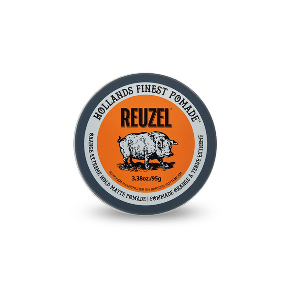 REUZEL Orange Extreme Hold Matte Pomade for Men, Natural Finish 3.38 oz