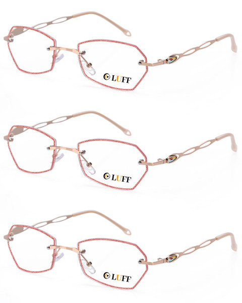 LUFF Rimless Reading Glasses for Women 1.0 | Blue Light Blocking | Lightweight 16g Metal Frame | Computer Readers for Eye Strain Relief | 4 Colors