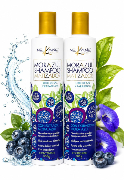 Nekane Mora Azul Toning Shampoo 2 Pack – Purple Blue Shampoo for Blonde, Gray & Silver Hair – Neutralizes Yellow & Orange Tones – Sulfate & Paraben Free Color Care Shampoo