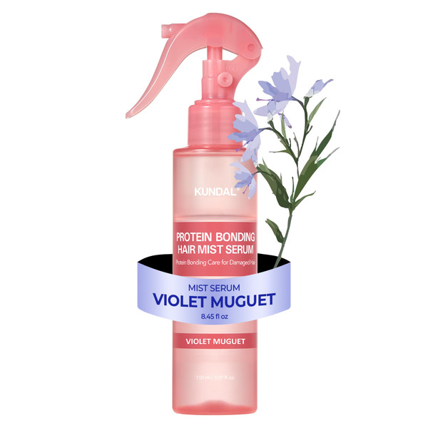 KUNDAL Protein Bonding Hair Mist Leave-In Serum for Damaged,No Wash, Frizzy & Color-Treated Hair, 446°F Heat Protection, Enhances Shine & Softens Hair [Violet Muguet], 8.45 Fl Oz