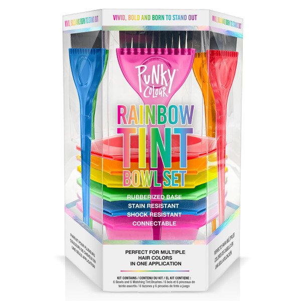 Punky Rainbow Tint Hair Color Bowl Set with Hair Dye Brush Multicolor