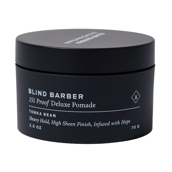 Blind Barber 151 Proof Deluxe Hair Pomade for Men - Water Based Pomade with Hops & Tonka Bean - Heavy Hold & High Shine Finish - Free of Parabens and Sulfates (2.5 oz)