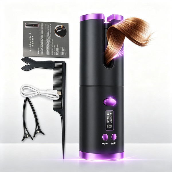 Cordless Automatic Hair Curler, Rechargeable Wireless Curling Iron