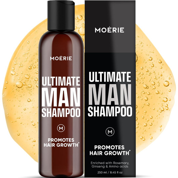 Moerie Ultimate Men Hair Growth Shampoo, Hair Loss Solution for Men with Biotin and Rosemary, Thickening Shampoo for Thinning Hair – Ultimate Boost for All Hair Types