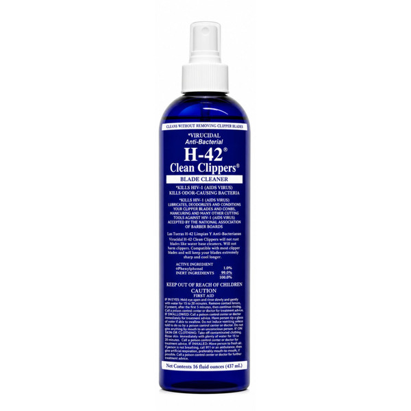 H-42 Professional Clipper Blade Cleaner - Waterless, Cleans & Cools, 16oz Spray Bottle