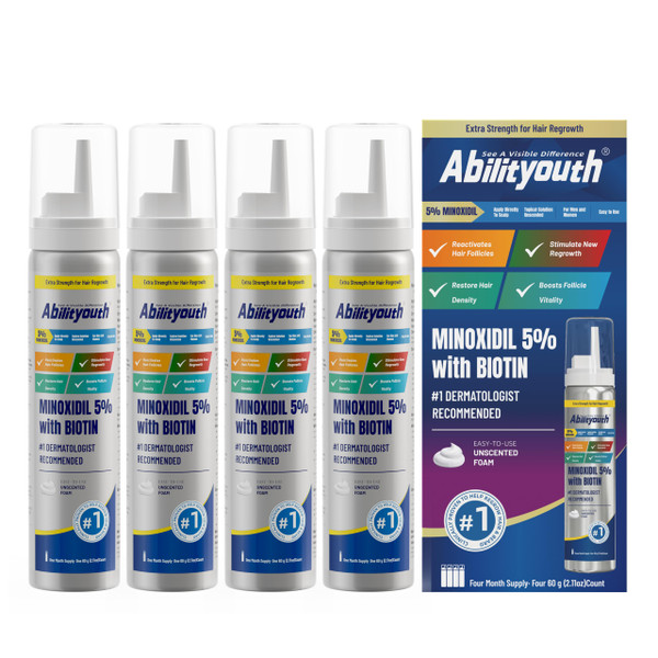 5% Minoxidil Foam for men and women, Extra Strength Hair Regrowth Treatment for Thinning Hair and Hair Loss, Hair Follicle Health – Thicker, Fuller Hair Growth Solution