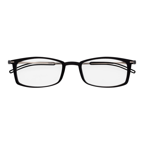 Always With You ThinOptics Reading Glasses - Ultra Thin, Durable, Lightweight - Optical Grade Lenses - Rectangle Black 1.0x