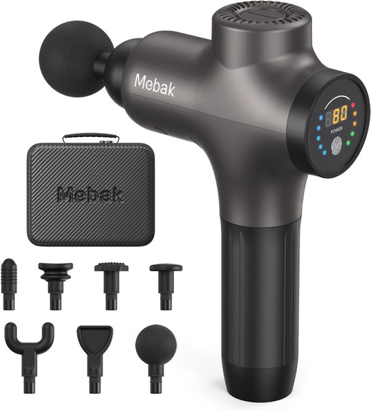 Mebak 3 Massage Gun, Massage Gun Deep Tissue for Athletes, Professional Muscle Percussion Massager, Massager for Shoulder Leg Back Body Pain Relief, Quiet Portable Sport Tool, Gifts for Him