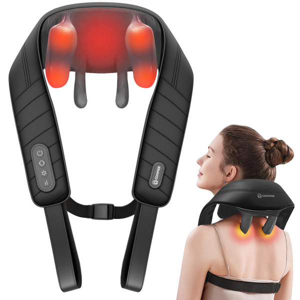 COMFIER Cordless Neck Massager with Heat, 4D Kneading Shiatsu Neck and Shoulder Massager Deep Tissue, Hands-Free Straps, FSA Eligible HSA, Father Day Gift for Dad