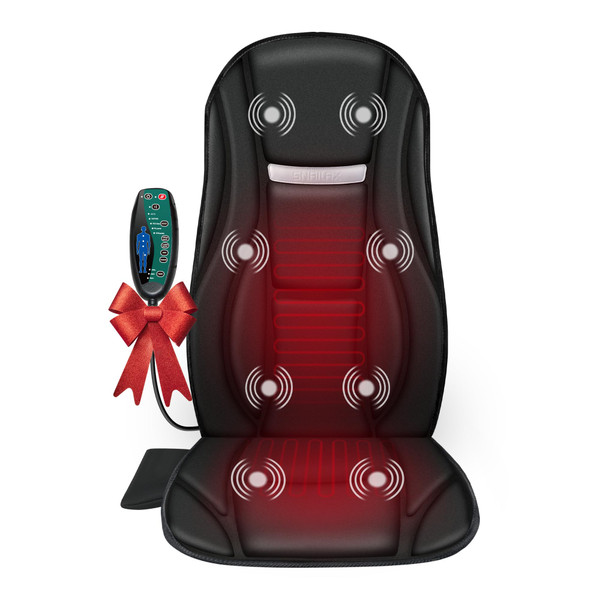 Snailax Vibration Back Massager with Heat, Seat Massager with 8 Vibrating Motors & 5 Modes, Chair Massager Cushion, Massage Pad for Chair, Office, Gifts for Parents Woman