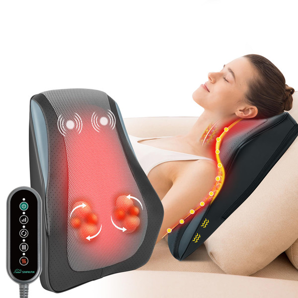 Snailax Back Massager with Heat – 3D Shiatsu Massage Pillow for Neck & Back, Fixed Kneading Nodes, Chair & Sofa Use, Gift for Mom, Dad, Women & Men