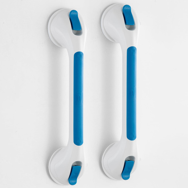 TAILI Shower Grab Bar Glow in The Dark, 2 Pack 16.8 in Grab Bars for Bathtubs and Showers,Shower Handles Rails for Seniors and Elderly,Bathroom Safety Grip Removable No Drilling Waterproof Blue,G9