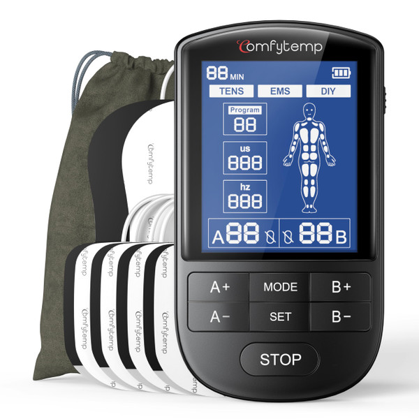 Comfytemp TENS Unit Muscle Stimulator for Pain Relief, FSA Eligible TENS Machine - 20 Modes & DIY, HSA Dual Channel EMS Unit for Back Neck Shoulder Electronic Pulse Massager, Fathers Day Gift, 10 Pads