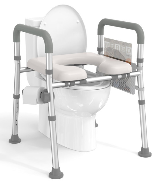 HOMLAND Raised Toilet Seat with Handles, Toilet Seat Riser for Seniors with Adjustable Height & Width, 300lb Handicap Elevated Toilet Seat for Elderly, Pregnant, Fit Any Toilet