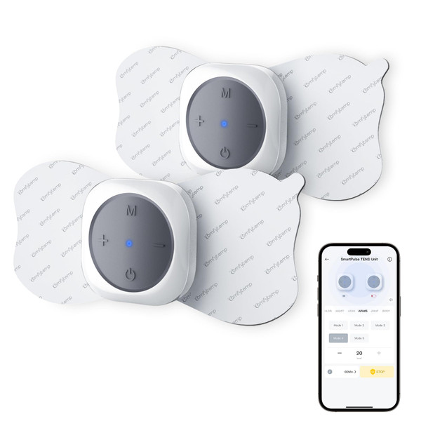Comfytemp Wireless TENS Unit Machine for Pain Relief, FSA Eligible TENS Unit Muscle Stimulator with 2 Sets, 30 Modes HSA TENS Device for Back, Rechargeable Portable with APP Control, Fathers Day Gift
