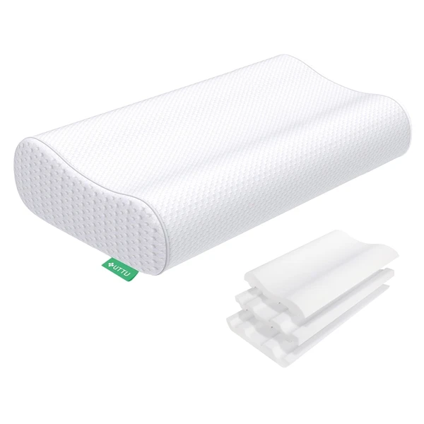 UTTU Cervical Pillow for Neck Pain Relief, Memory Foam Neck Pillow for Sleeping, Adjustable Orthopedic Sandwich Pillow, Contour Cooling for Side Back Stomach Sleeper, King(27.6"×15.7"×5.2"/4.5")